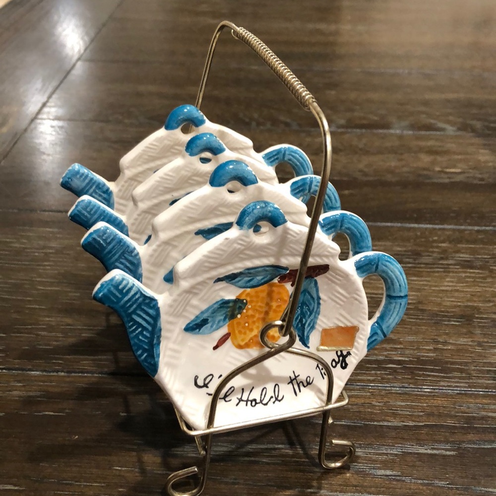 Vintage tea bag holder w/rack - I’ll hold the bag